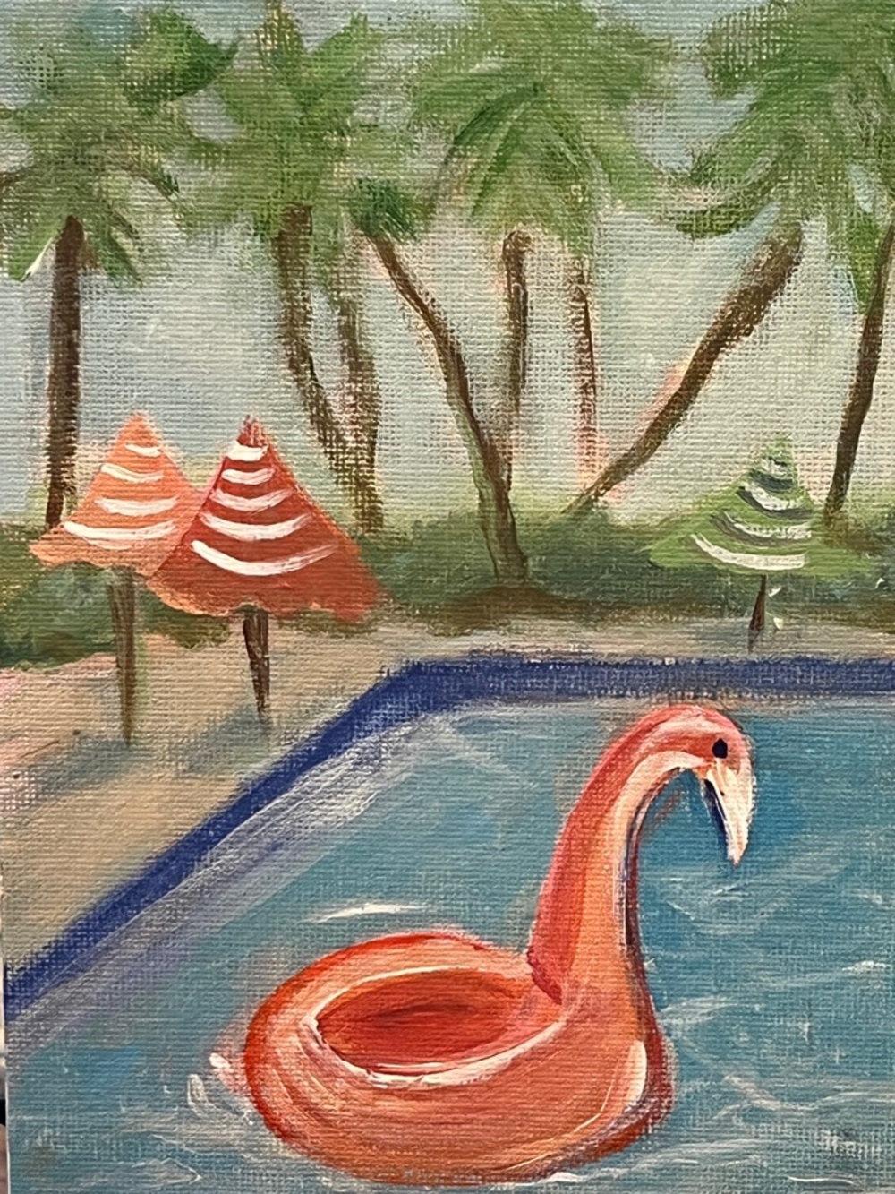 Original painted colony hotel palm beach pool wall decor
